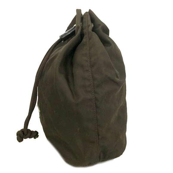 PRADA Logo Plate Nylon Drawstring Cosmetic Pouch Bag - Picture 3 of 8